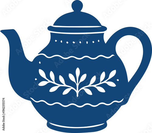Elegant Floral Teapot Silhouette Icon