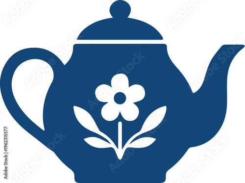 Elegant Floral Teapot Silhouette Icon