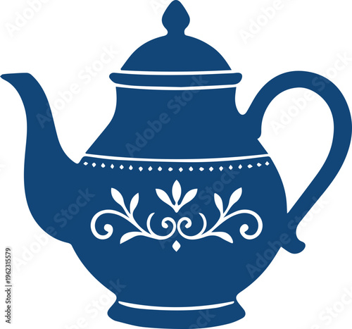 Elegant Floral Teapot Silhouette Icon