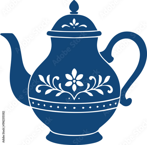 Elegant Floral Teapot Silhouette Icon