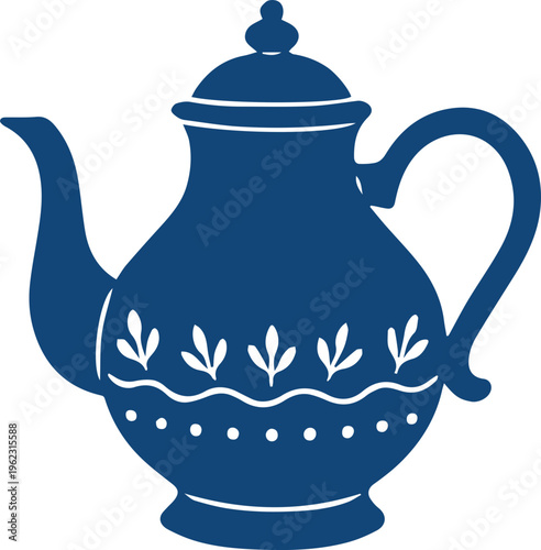 Elegant Floral Teapot Silhouette Icon