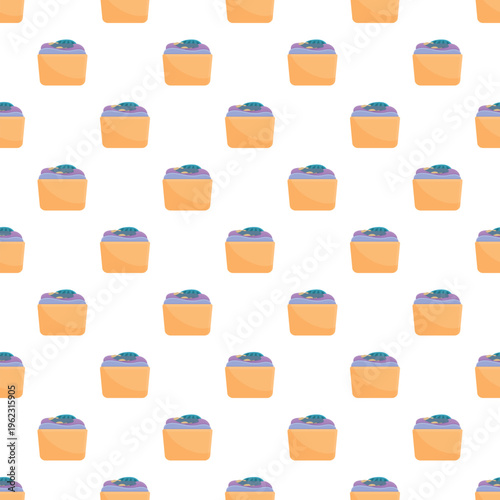 Repeating blueberry cupcake pastries creating a sweet dessert food pattern