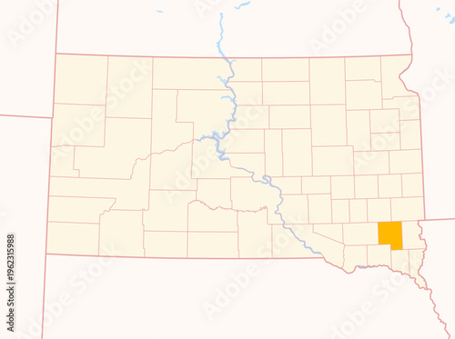 Map of the County Turner (South Dakota, US) showing the Federal State with the highlighted County