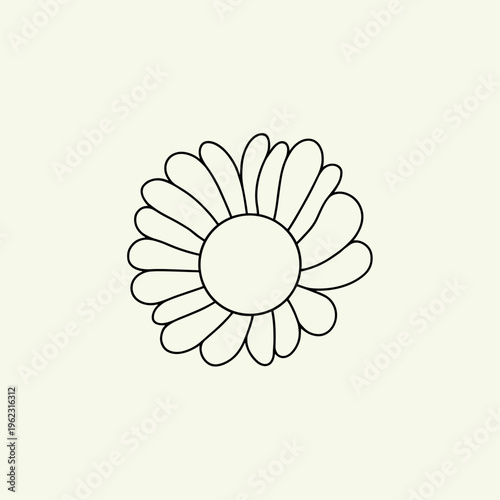 black ink daisy sketch, hand drawn flower illustration for stationery design, botanical clipart for greeting cards, art posters and creative blogs, with copy space