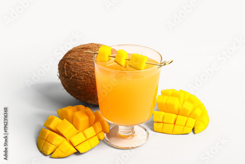 Glass of fresh mango juice ...