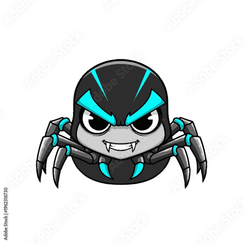 Cartoon Spider Character with Angry Expression.