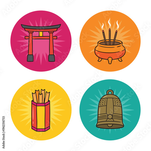 Collection of Japanese cultural symbols.