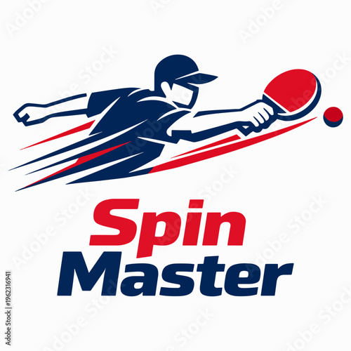 Spin Master Table Tennis Logo Featuring Fast Paddle Strike In Sleek Athletic Vector Emblem Design Representing Speed Control Precision And Competitive Excellence