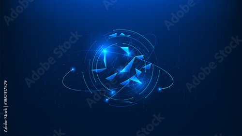 Abstract technology background connected spherical network structure, representing deep tech innovation, machine learning, neural networks, data connectivity, and advanced artificial intelligence