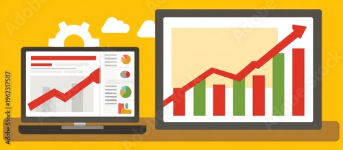 Business Growth Charts Display.