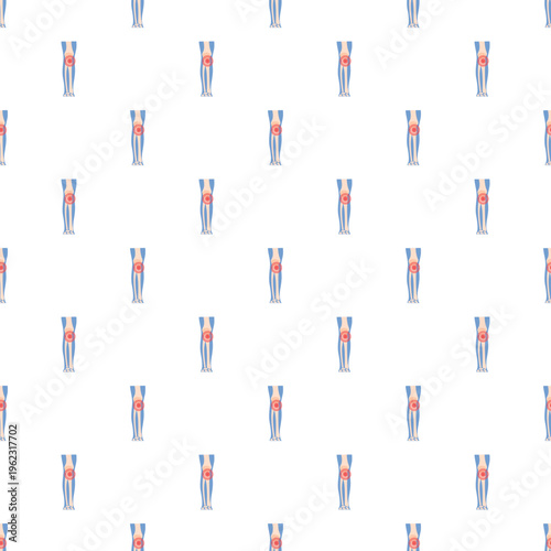 Human legs with highlighted knee showing pain and discomfort in a seamless medical pattern