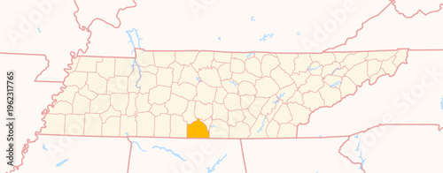 Map of the County Lincoln (Tennessee, US) showing the Federal State with the highlighted County