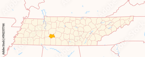 Map of the County Lewis (Tennessee, US) showing the Federal State with the highlighted County