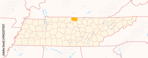 Map of the County Macon (Tennessee, US) showing the Federal State with the highlighted County