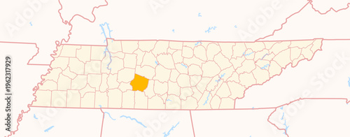 Map of the County Maury (Tennessee, US) showing the Federal State with the highlighted County