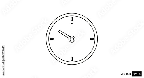 Simple Analog Clock Face Illustration.