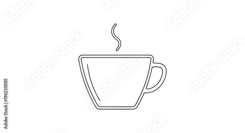 Simple Line Drawing of a Coffee Cup.