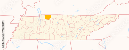 Map of the County Montgomery (Tennessee, US) showing the Federal State with the highlighted County