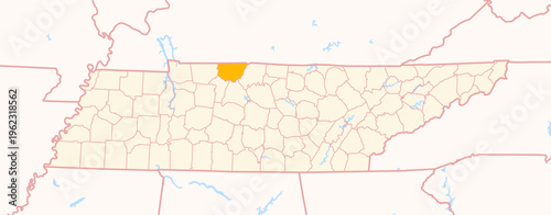 Map of the County Robertson (Tennessee, US) showing the Federal State with the highlighted County