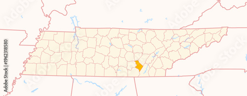 Map of the County Sequatchie (Tennessee, US) showing the Federal State with the highlighted County