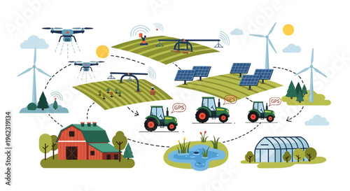 Modern Smart Farming: Digital Agriculture with Drones, GPS Tractors & Renewable Energy