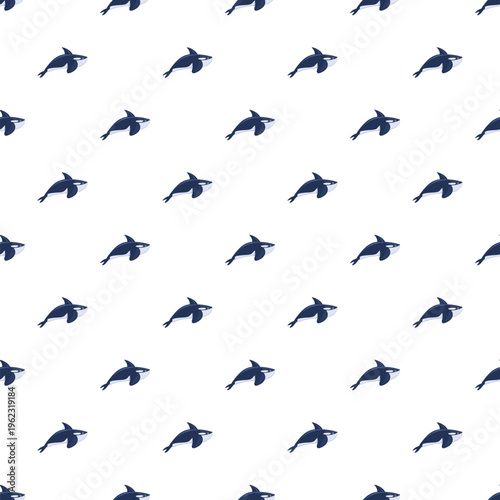 Orca killer whale marine life pattern swimming on a white background