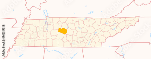 Map of the County Williamson (Tennessee, US) showing the Federal State with the highlighted County