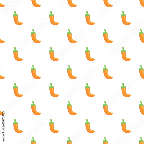 Orange chili peppers forming a vibrant seamless pattern on a white background