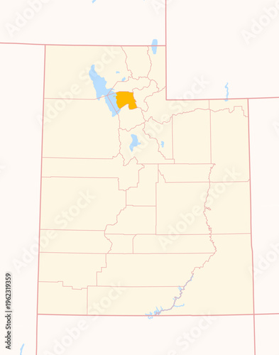 Map of the County Davis (Utah, US) showing the Federal State with the highlighted County