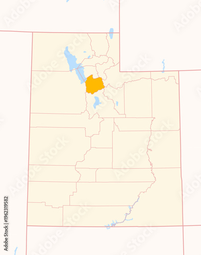 Map of the County Salt Lake (Utah, US) showing the Federal State with the highlighted County