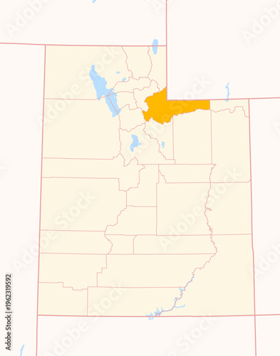 Map of the County Summit (Utah, US) showing the Federal State with the highlighted County