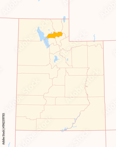 Map of the County Weber (Utah, US) showing the Federal State with the highlighted County