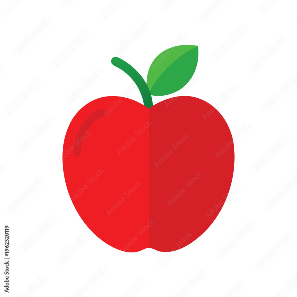 Fototapeta premium Red apple vector illustration isolated on white background flat style design element food graphic
