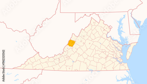 Map of the County Bath (Virginia, US) showing the Federal State with the highlighted County