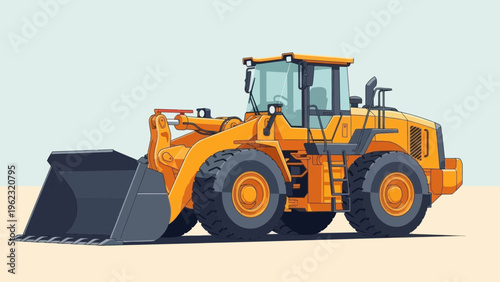 Bright Orange Wheel Loader Machine Illustration