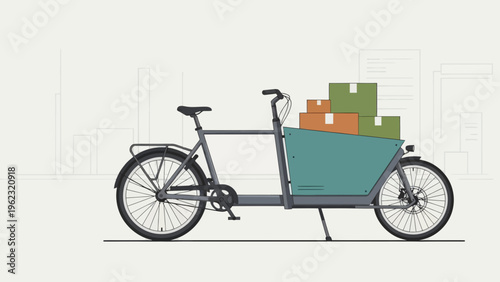 Cargo bike loaded with boxes for city delivery