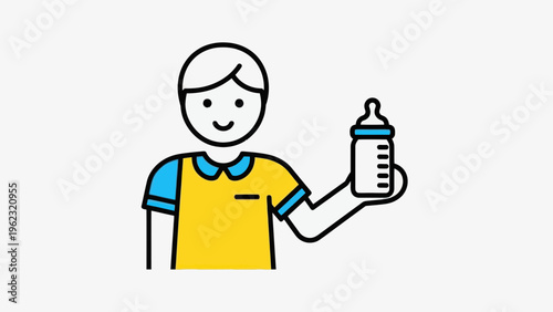 Childcare worker holding baby bottle
