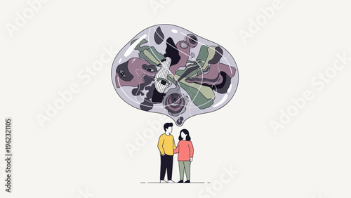 Couple Underneath Abstract Thought Bubble