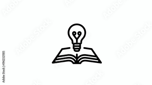 A bright idea symbolising knowledge and innovation, depicted as a glowing lightbulb emerging from an open book, representing learning and inspiration