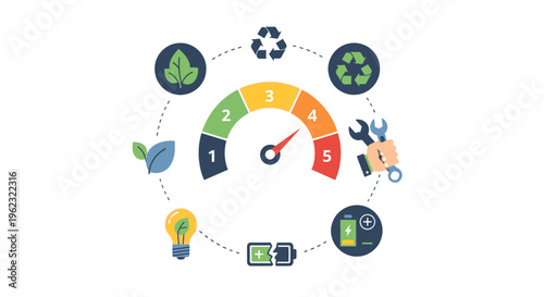 Sustainable Circular Economy & Product Lifecycle Score with Repairability Icons