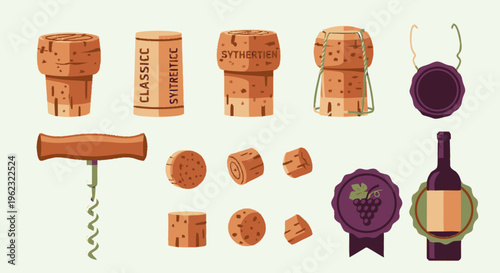 Collection of Wine Corks and Accessories for Beverage Enthusiasts.