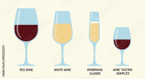 Collection of Wine Glasses with Different Beverages.