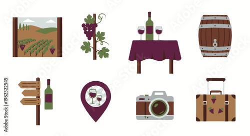 Collection of Wine Related Icons and Symbols.