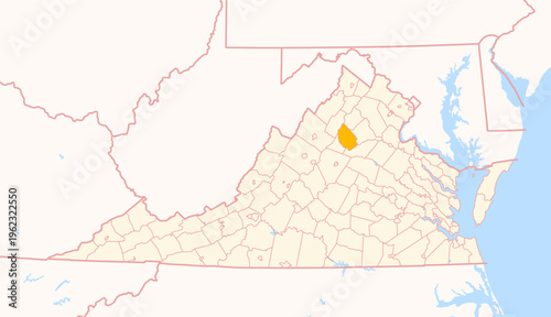 Map of the County Madison (Virginia, US) showing the Federal State with the highlighted County