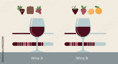 Comparison of Wine A and Wine B with fruit pairings.