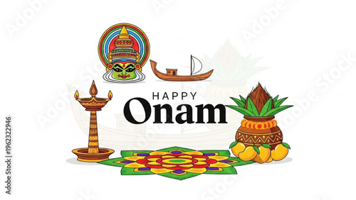 People celebrate Onam festival with traditional decorations and food