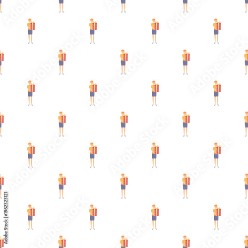 Boy character pattern holding gift box seamless background
