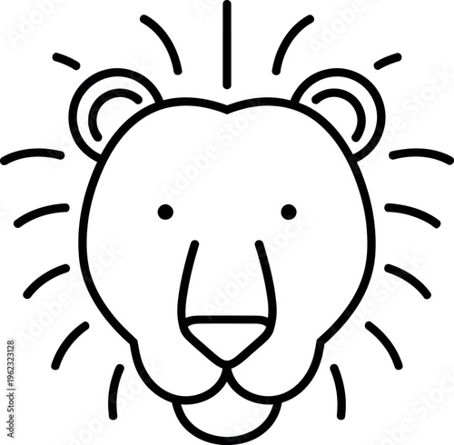 Male lion head face portrait line vector graphic