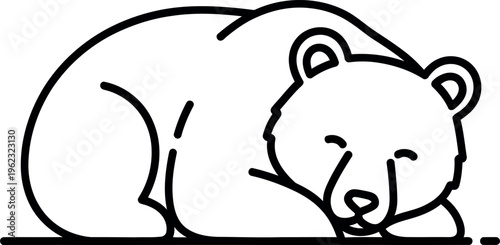 Sleeping bear cub line drawing vector design art