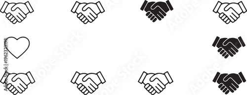 handshake logo and icon bundle business partnership vector set